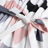 Geometric Print Belted Dress