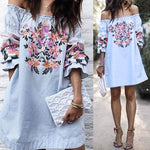 Floral Print Off Shoulder Dress