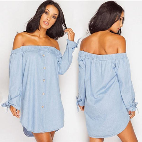 Off Shoulder Denim Dress